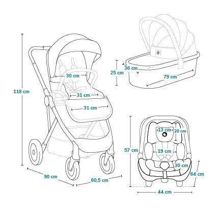 Lionelo - Kombi-Kinderwagen 3-in-1 AMBER PLUS Grau Graphit