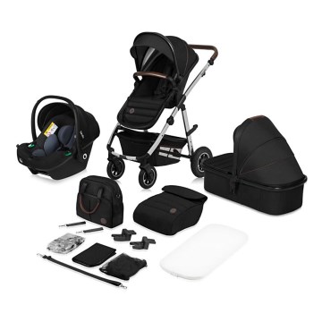 Lionelo - Kombi-Kinderwagen 3-in-1 AMBER Schwarz/Silber