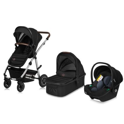 Lionelo - Kombi-Kinderwagen 3-in-1 AMBER Schwarz/Silber