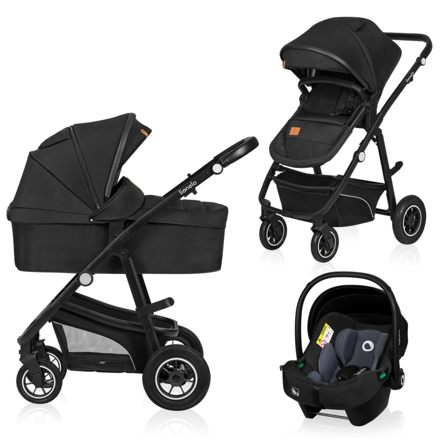 Lionelo - Kombi-Kinderwagen 3-in-1 BIANKA Schwarzer Onyx