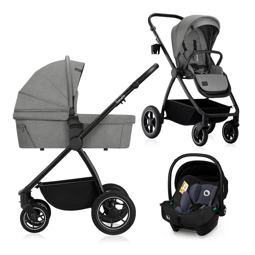 Lionelo - Kombi-Kinderwagen 3-in-1 MERIL Grey Stone