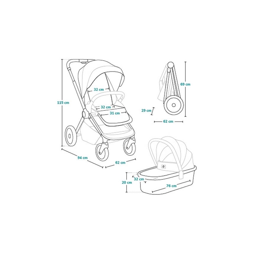 Lionelo - Kombikinderwagen 2-in-1 LAYLA Schwarz Onyx