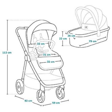Lionelo - Kombikinderwagen 2-in-1 MERIL Grey Stone