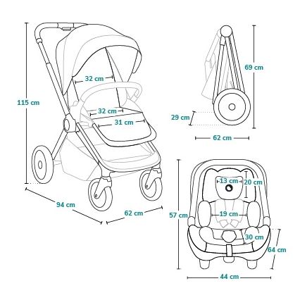 Lionelo - Kombikinderwagen 3-in-1 LAYLA Green Forest