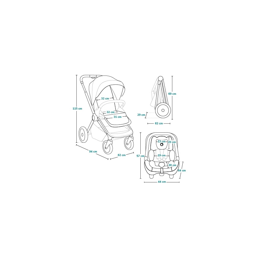 Lionelo - Kombikinderwagen 3-in-1 LAYLA Green Forest