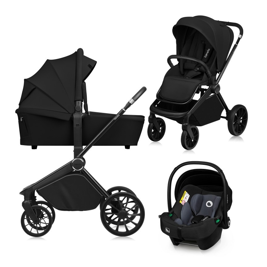 Lionelo - Kombikinderwagen 3-in-1 MIKA PLUS Onyxschwarz