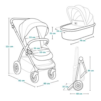 Lionelo - Kombinierter 3-in-1-Kinderwagen BIANKA Beige Sand