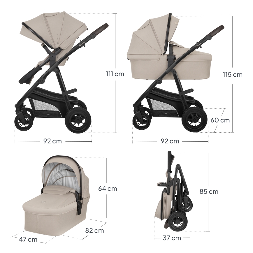Lionelo - Kombinierter 3-in-1-Kinderwagen BIANKA Beige Sand