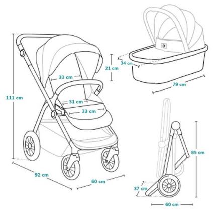 Lionelo - Kombinierter 3-in-1 Kinderwagen BIANKA Grey Stone