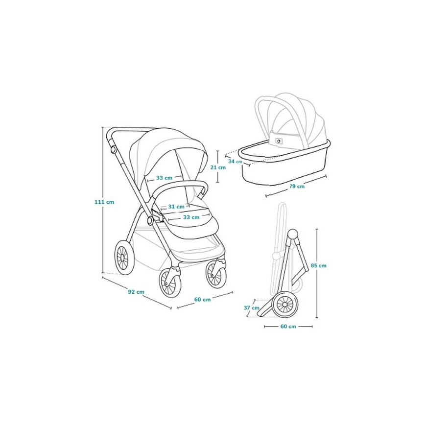 Lionelo - Kombinierter 3-in-1 Kinderwagen BIANKA Grey Stone