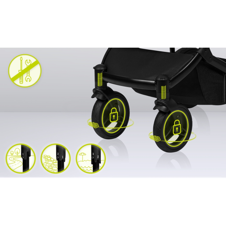Lionelo - Kombinierter Kinderwagen 2-in-1 MARI TOUR Black Onyx