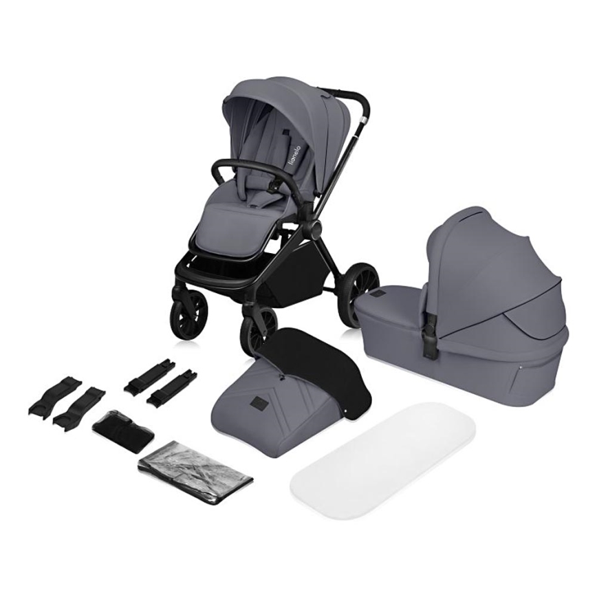 Lionelo - Kombinierter Kinderwagen 2-in-1 MIKA PLUS Steingrau