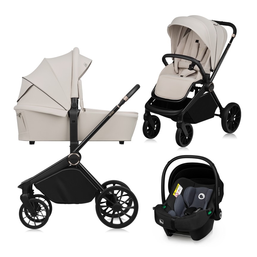 Lionelo - Kombinierter Kinderwagen 3-in-1 MIKA PLUS Beige Sand