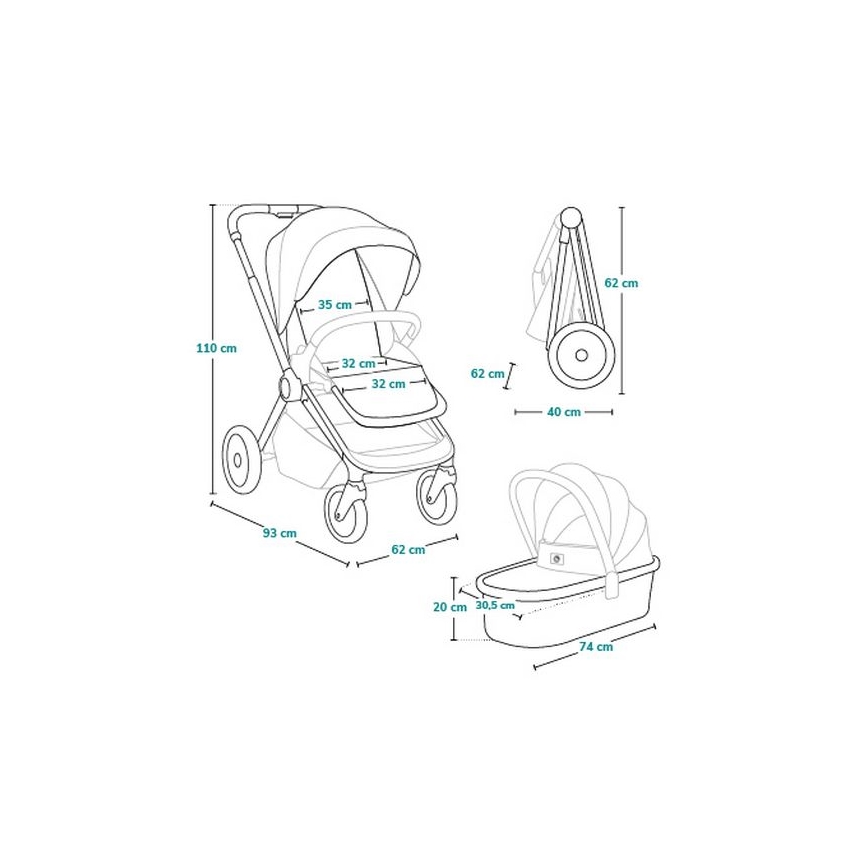 Lionelo - Kombinierter Kinderwagen 3-in-1 MIKA PLUS Olivegrün