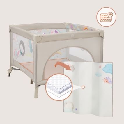 Lionelo - Laufgitter MILLE PLUS Grau/Beige
