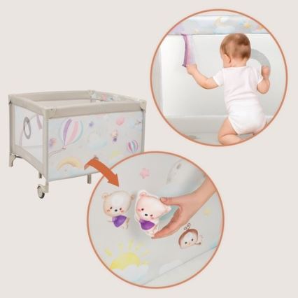 Lionelo - Laufgitter MILLE PLUS Grau/Beige