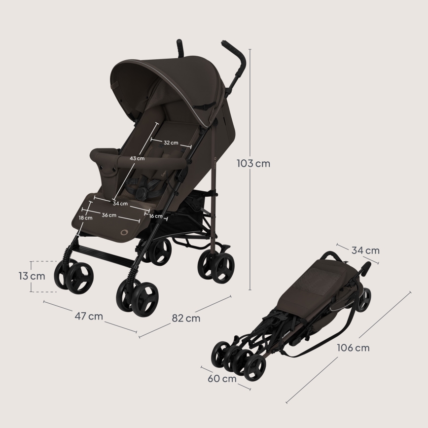 Lionelo - Regenschirm-Kinderwagen ELIA Brown Chocolate