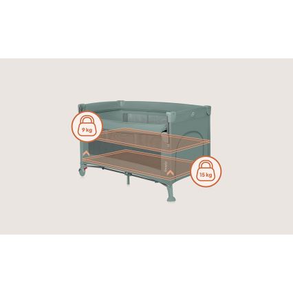 Lionelo - Reisebett 3-in-1 ELLEN Green Sage