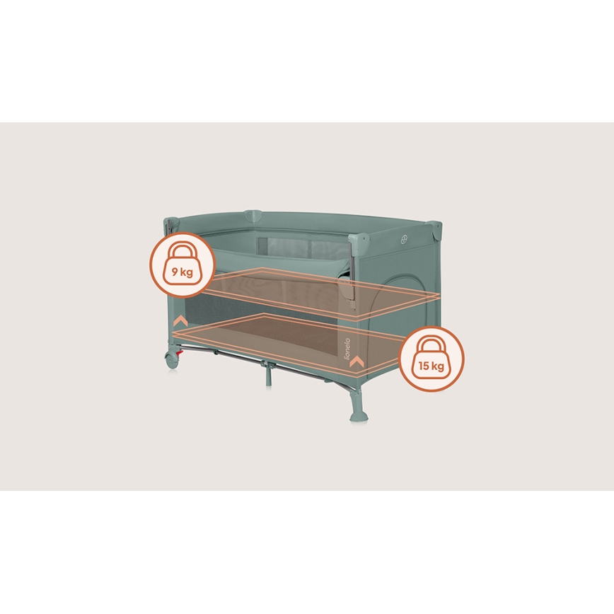 Lionelo - Reisebett 3-in-1 ELLEN Green Sage