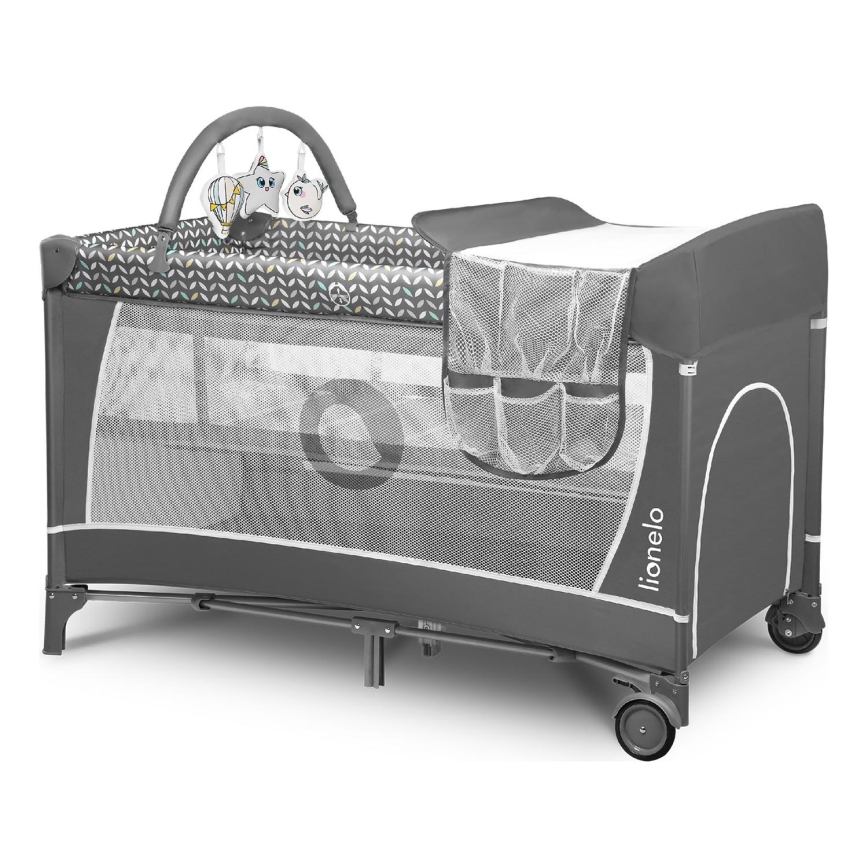 Lionelo - Reisebett FLOWER Grau Scandi