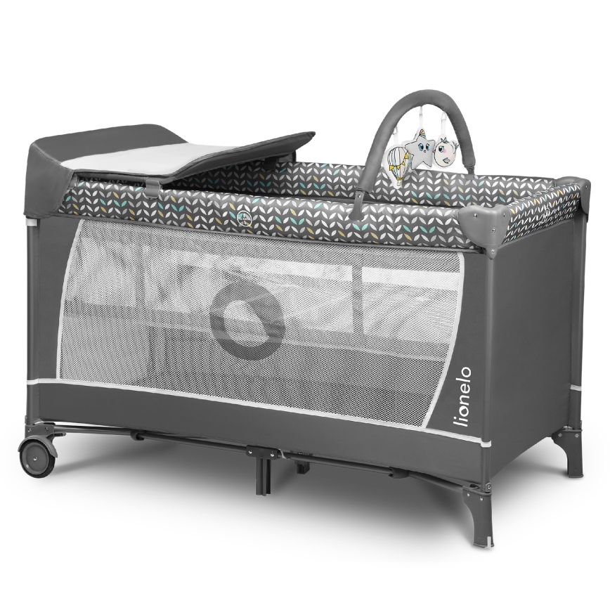 Lionelo - Reisebett FLOWER Grau Scandi