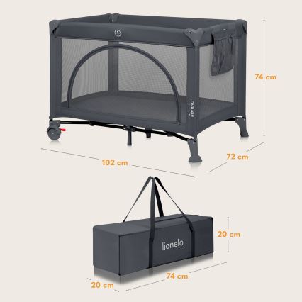 Lionelo - Reisebett LAURA Beton-Grau