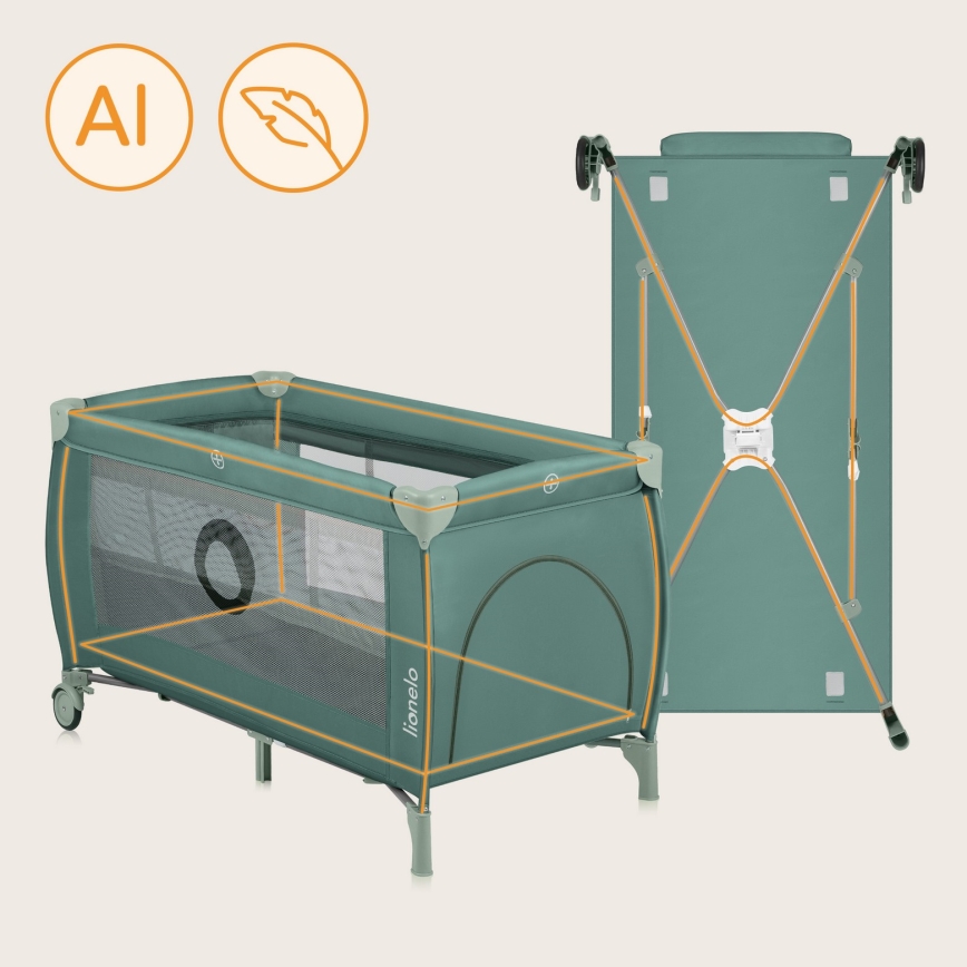 Lionelo - Reisebett STEFI PLUS Green Olive