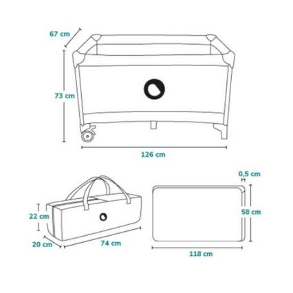 Lionelo - Reisebett STEFI rosa/grau