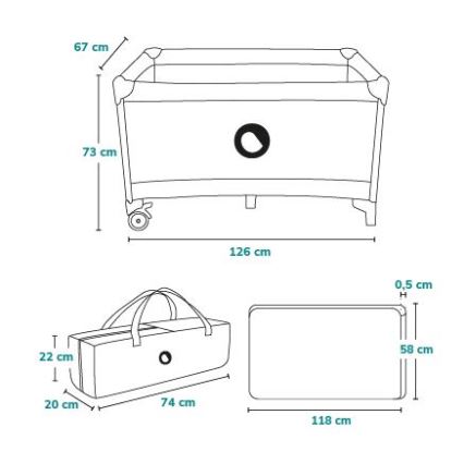 Lionelo - Reisebett STEFI türkis