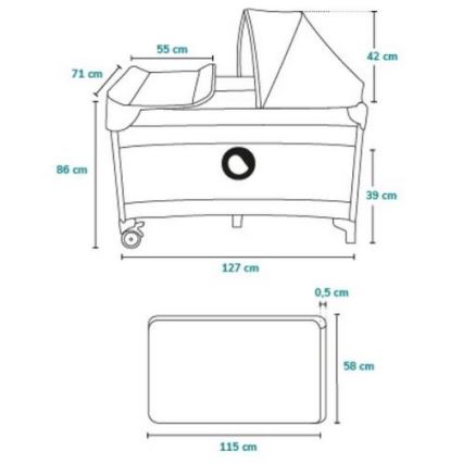 Lionelo - Reisebett SVEN PLUS grau/gelb