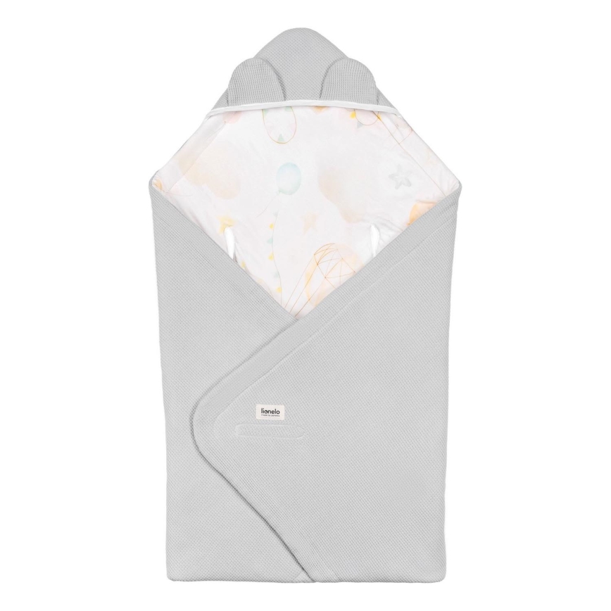 Lionelo - Reisedecke für das Auto TRAVEL SWADDLE 90x90 cm Graue Ballon