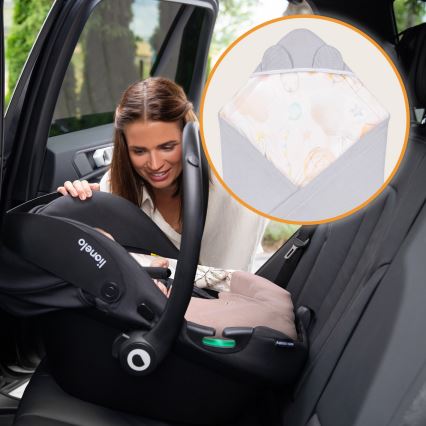 Lionelo - Reisedecke für das Auto TRAVEL SWADDLE 90x90 cm Graue Ballon