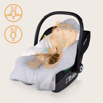 Lionelo - Reisedecke für das Auto TRAVEL SWADDLE 90x90 cm Graue Ballon