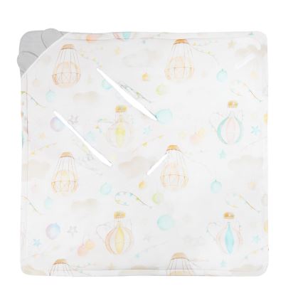 Lionelo - Reisedecke für das Auto TRAVEL SWADDLE 90x90 cm Graue Ballon