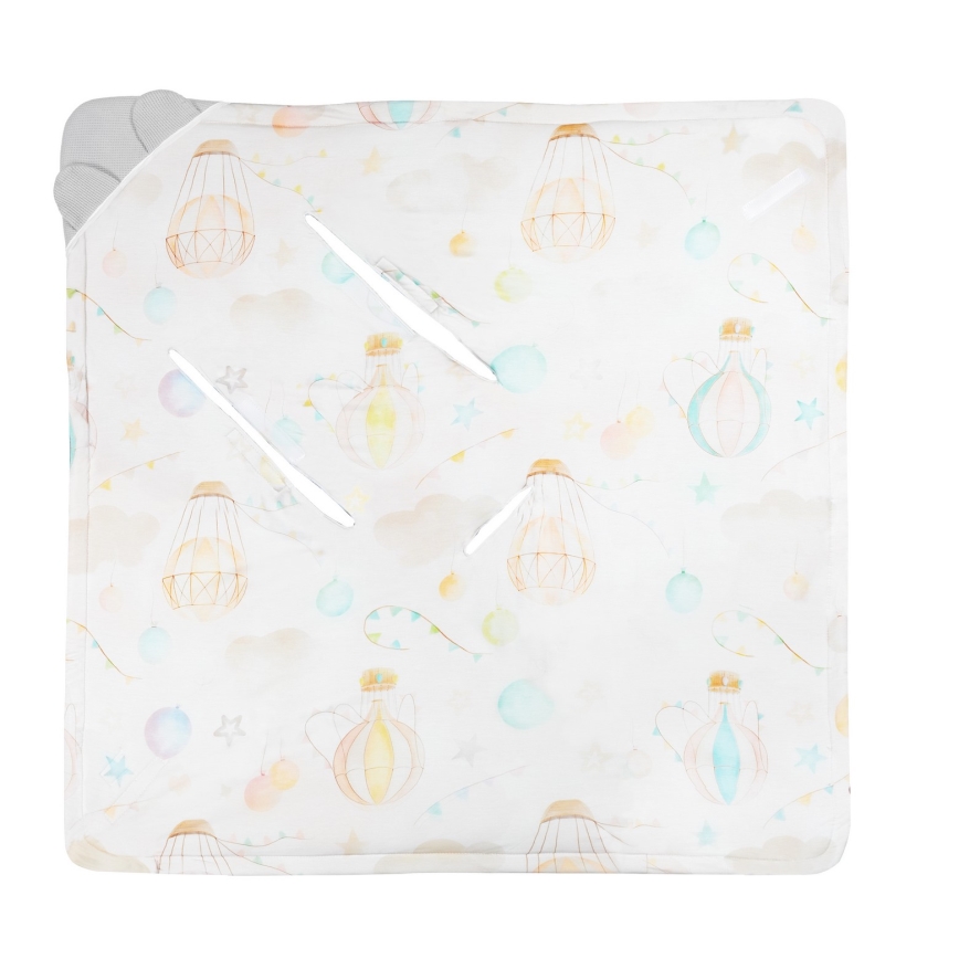 Lionelo - Reisedecke für das Auto TRAVEL SWADDLE 90x90 cm Graue Ballon