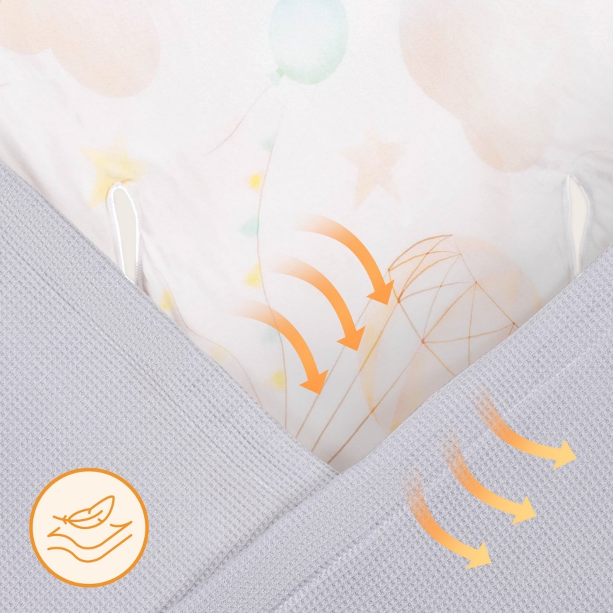 Lionelo - Reisedecke für das Auto TRAVEL SWADDLE 90x90 cm Graue Ballon