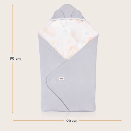 Lionelo - Reisedecke für das Auto TRAVEL SWADDLE 90x90 cm Graue Ballon