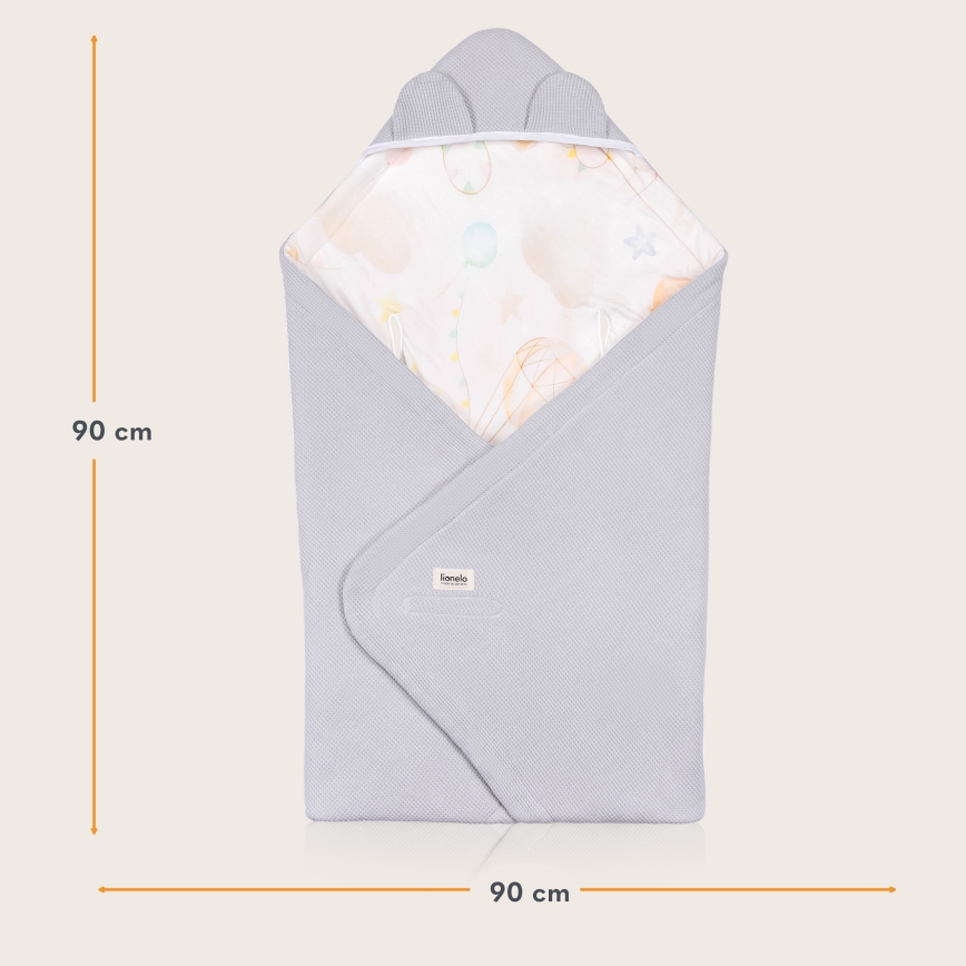 Lionelo - Reisedecke für das Auto TRAVEL SWADDLE 90x90 cm Graue Ballon