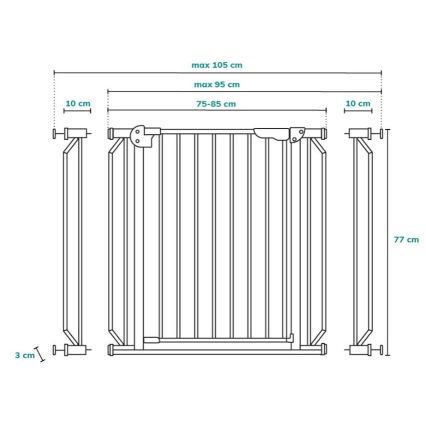 Lionelo - Sicherheitsbarriere TRUUS SLIM LED grau