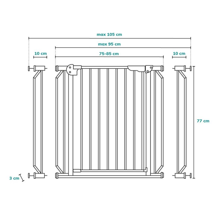 Lionelo - Sicherheitsgitter TRUUS SLIM LED 1xAAA grau