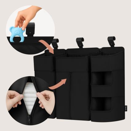 Lionelo - SIDEPOCKET 3-in-1 Organizer für Babybett Schwarz