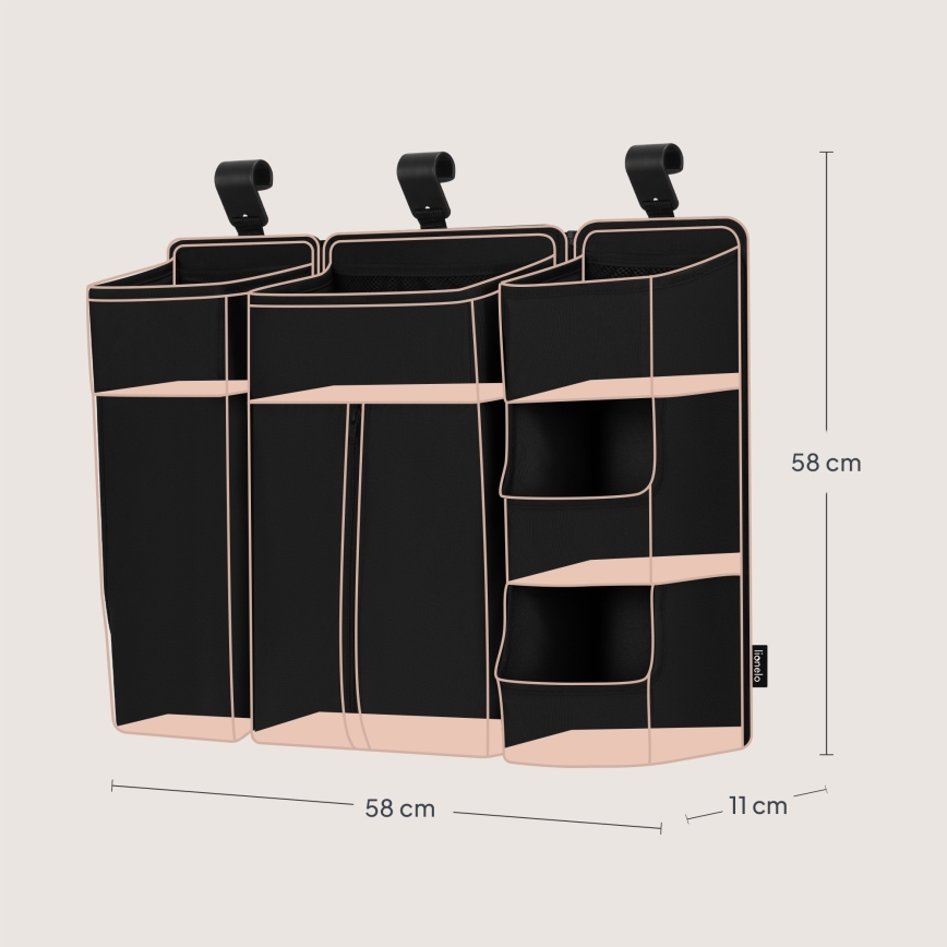 Lionelo - SIDEPOCKET 3-in-1 Organizer für Babybett Schwarz