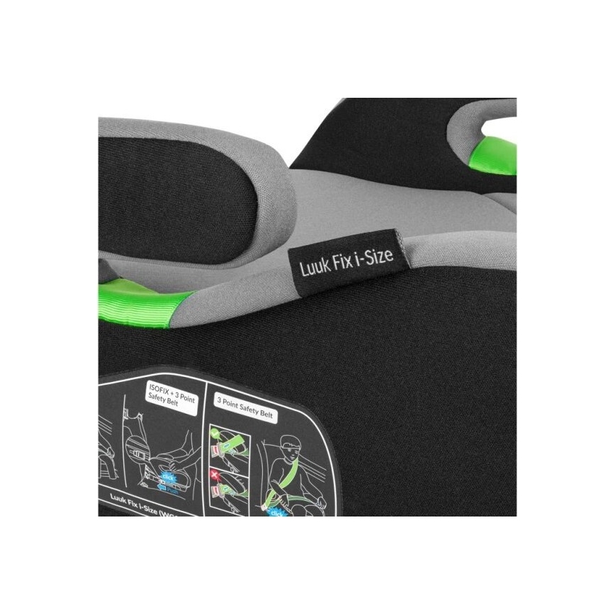 Lionelo - Sitzerhöhung für das Auto LUUK FIX i-Size 125-150 cm schwarz/grau