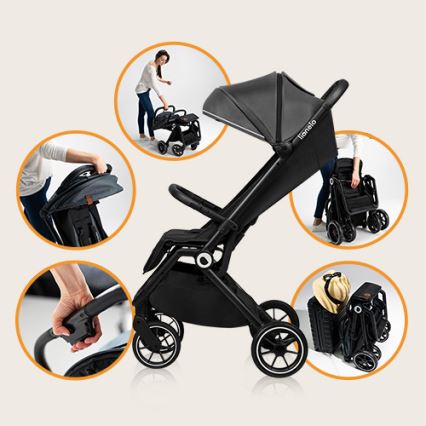 Lionelo - Sportkinderwagen CLOE schwarz/grau