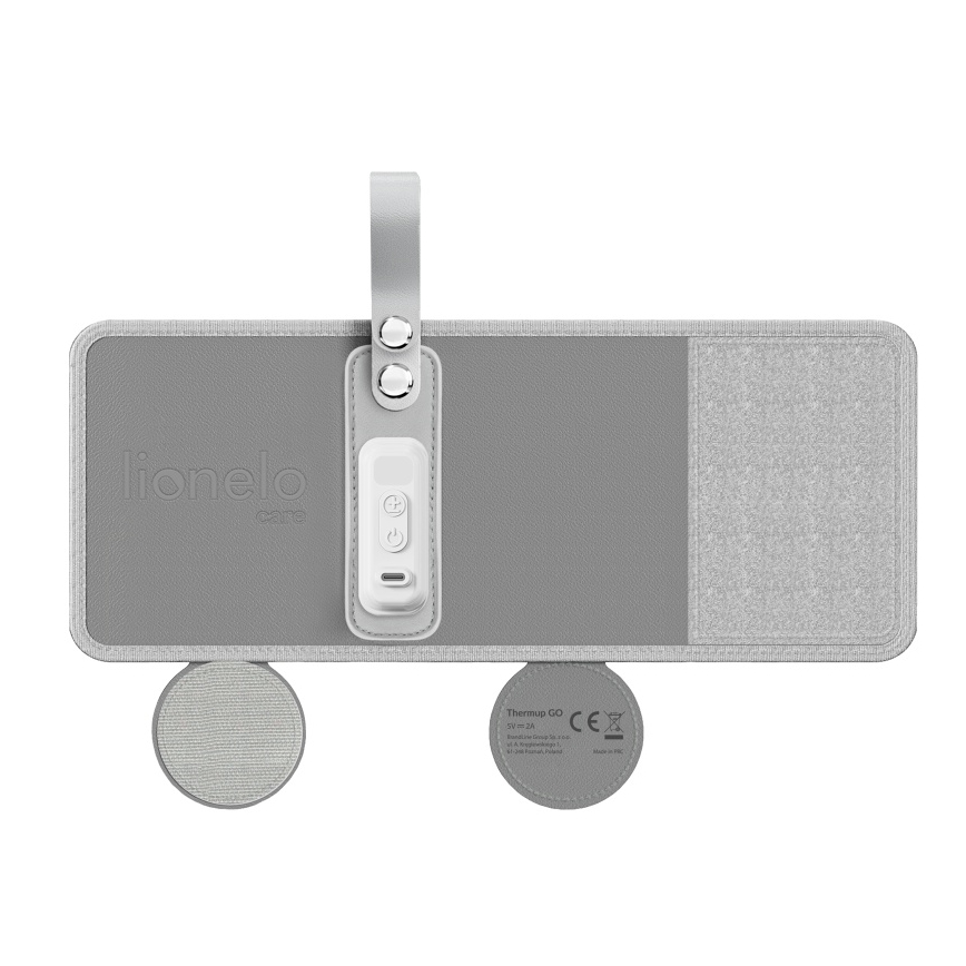 Lionelo - Wiederaufladbarer Flaschenwärmer THERMUP GO 18W/5V Grau/Silber