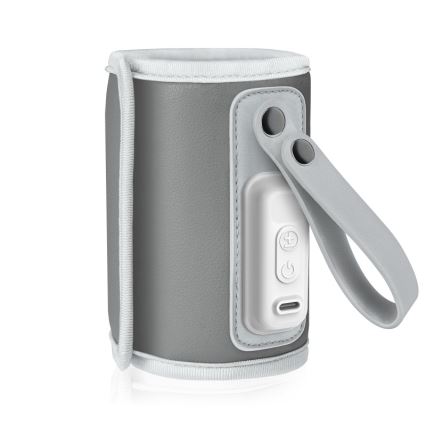 Lionelo - Wiederaufladbarer Flaschenwärmer THERMUP GO 18W/5V Grau/Silber