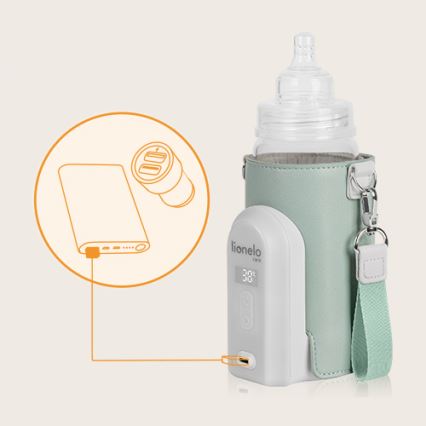 Lionelo - Wiederaufladbarer Flaschenwärmer THERMUP GO EVO 18W/5V grün/weiß