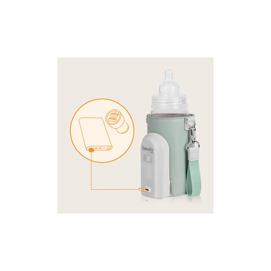 Lionelo - Wiederaufladbarer Flaschenwärmer THERMUP GO EVO 18W/5V grün/weiß