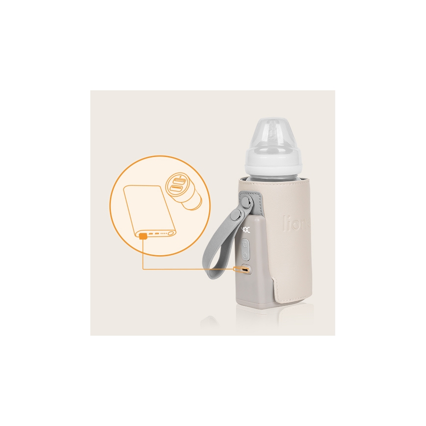 Lionelo - Wiederaufladbarer Flaschenwärmer THERMUP GO PLUS 10W/5V beige