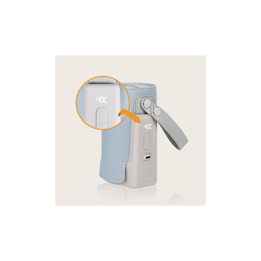 Lionelo - Wiederaufladbarer Flaschenwärmer THERMUP GO PLUS 10W/5V blau/grau